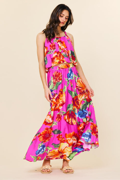 TROPIC FLORAL MAXI SKIRT